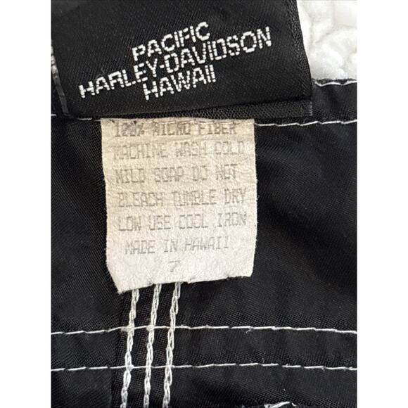 Harley-Davidson Honolulu board shorts black and white floral pattern Size 13 - Picture 5 of 7